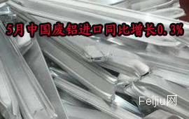 5月中国废铝进口同比增长0.3%